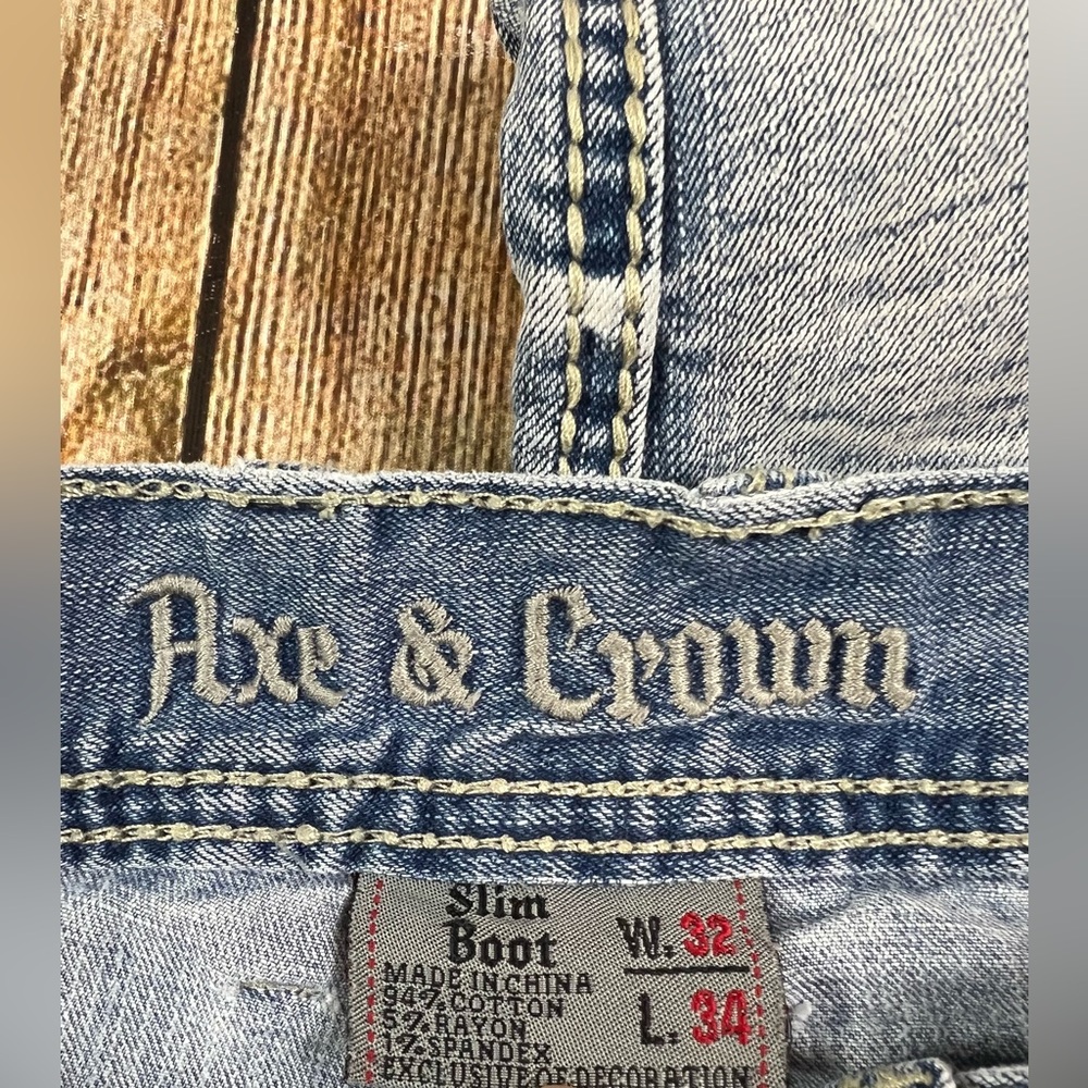 Mens Axe & Crown Slim Boot Denim Jeans Light Wash Size 32x34 - Picture 4 of 9